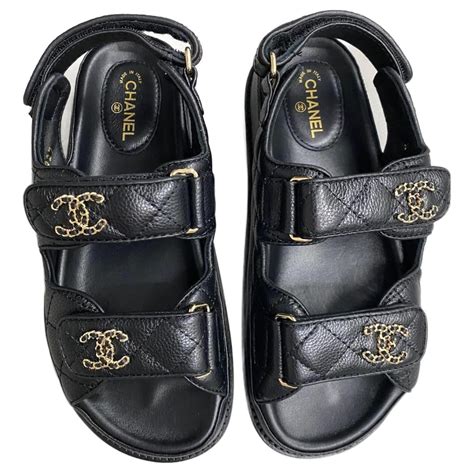 chanel grained calfskin velcro dad sandals|chanel velcro sandals.